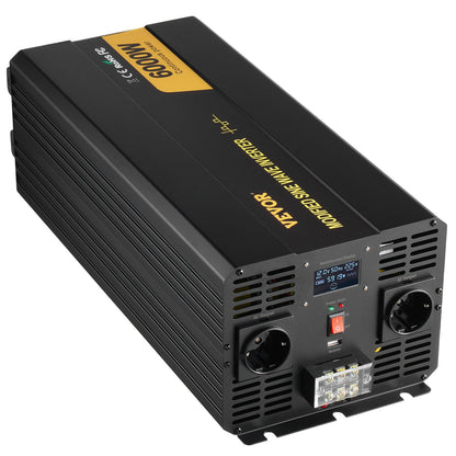 Power Inverter Modifierad Sine Wave Inverter 6000W DC 12V till AC 230V LCD