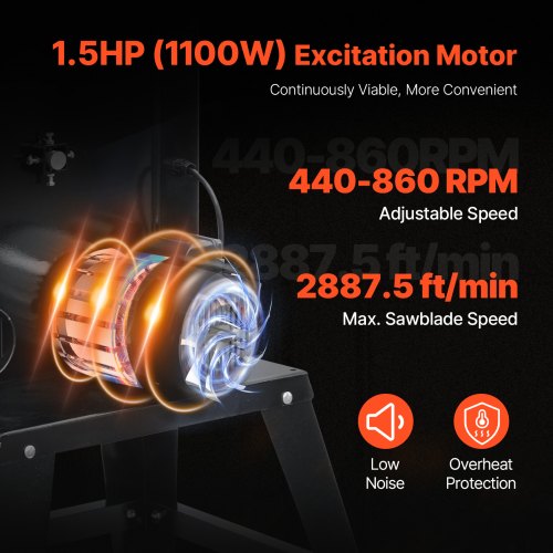 Bandsäge für die Holzbearbeitung, 13,39 Zoll, Tischbandsäge, 440–846 U/min, 1100 W, 1 1/2 PS | EU