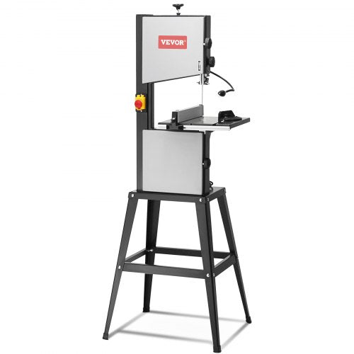 Band Saw with Stand, 10-Inch, 560 & 1100 RPM Two-Speed Benchtop Bandsaw, 370W 0.5HP Motor with Metal Stand Optimized Work Light Workbench Fence and Miter Gauge, for Woodworking Aluminum Plastic