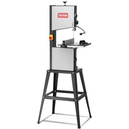 Band Saw with Stand, 10-Inch, 560 & 1100 RPM Two-Speed Benchtop Bandsaw, 370W 0.5HP Motor with Metal Stand Optimized Work Light Workbench Fence and Miter Gauge, for Woodworking Aluminum Plastic