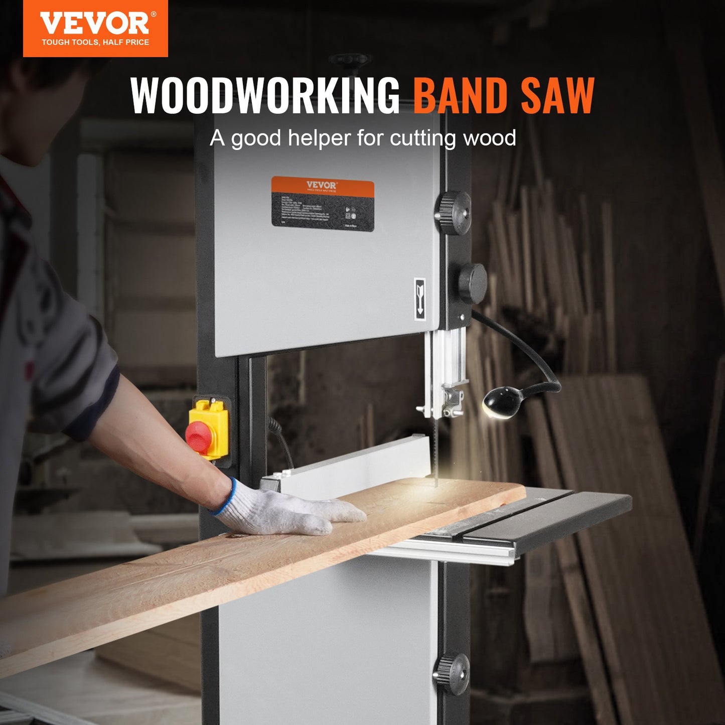 Band Saw with Stand, 10-Inch, 560 & 1100 RPM Two-Speed Benchtop Bandsaw, 370W 0.5HP Motor with Metal Stand Optimized Work Light Workbench Fence and Miter Gauge, for Woodworking Aluminum Plastic