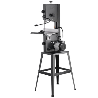 Band Saw with Stand, 10-Inch, 560 & 1100 RPM Two-Speed Benchtop Bandsaw, 370W 0.5HP Motor with Metal Stand Optimized Work Light Workbench Fence and Miter Gauge, for Woodworking Aluminum Plastic