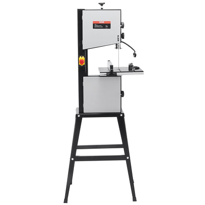 Band Saw with Stand, 10-Inch, 560 & 1100 RPM Two-Speed Benchtop Bandsaw, 370W 0.5HP Motor with Metal Stand Optimized Work Light Workbench Fence and Miter Gauge, for Woodworking Aluminum Plastic