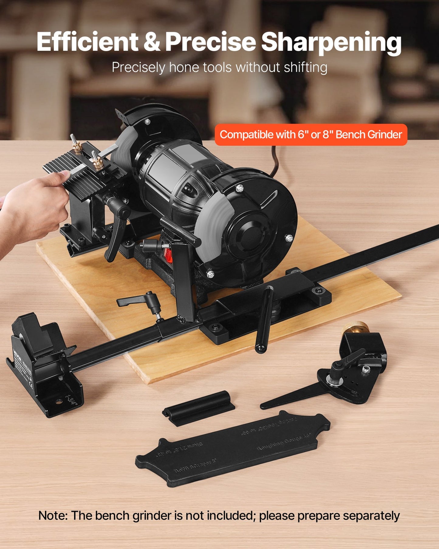 Pro Grind Sharpening System, Multi-Grind Sharpening Jig for 6" & 8" Bench Grinder - with Platform Jig, Tool Rest Bar, Setup Block, Miter Slide, Micro Bevel Block, for Chisels Woodturning Tools