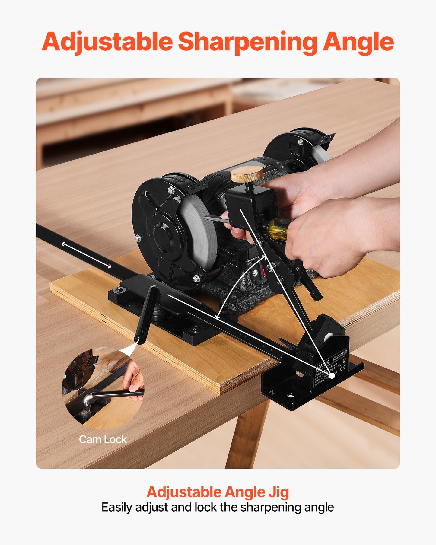 Pro Grind Sharpening System, Multi-Grind Sharpening Jig for 6" & 8" Bench Grinder - with Platform Jig, Tool Rest Bar, Setup Block, Miter Slide, Micro Bevel Block, for Chisels Woodturning Tools