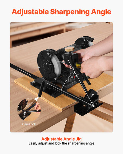 Pro Grind Sharpening System, Multi-Grind Sharpening Jig for 6" & 8" Bench Grinder - with Platform Jig, Tool Rest Bar, Setup Block, Miter Slide, Micro Bevel Block, for Chisels Woodturning Tools