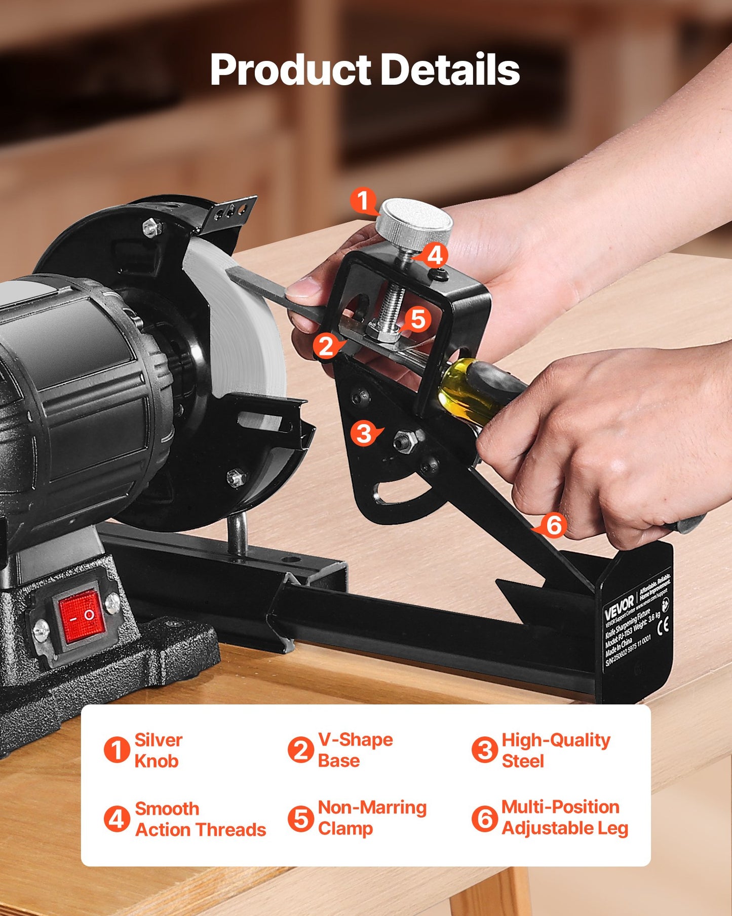 Multi-Grind Sharpening System, Vari-Grind Pro Sharpening Jig Kit for 6" & 8" Bench Grinders – with Platform, Long Support Arm & Fingernail Gouge Jig, for Chisels, Woodturning, Plane Irons