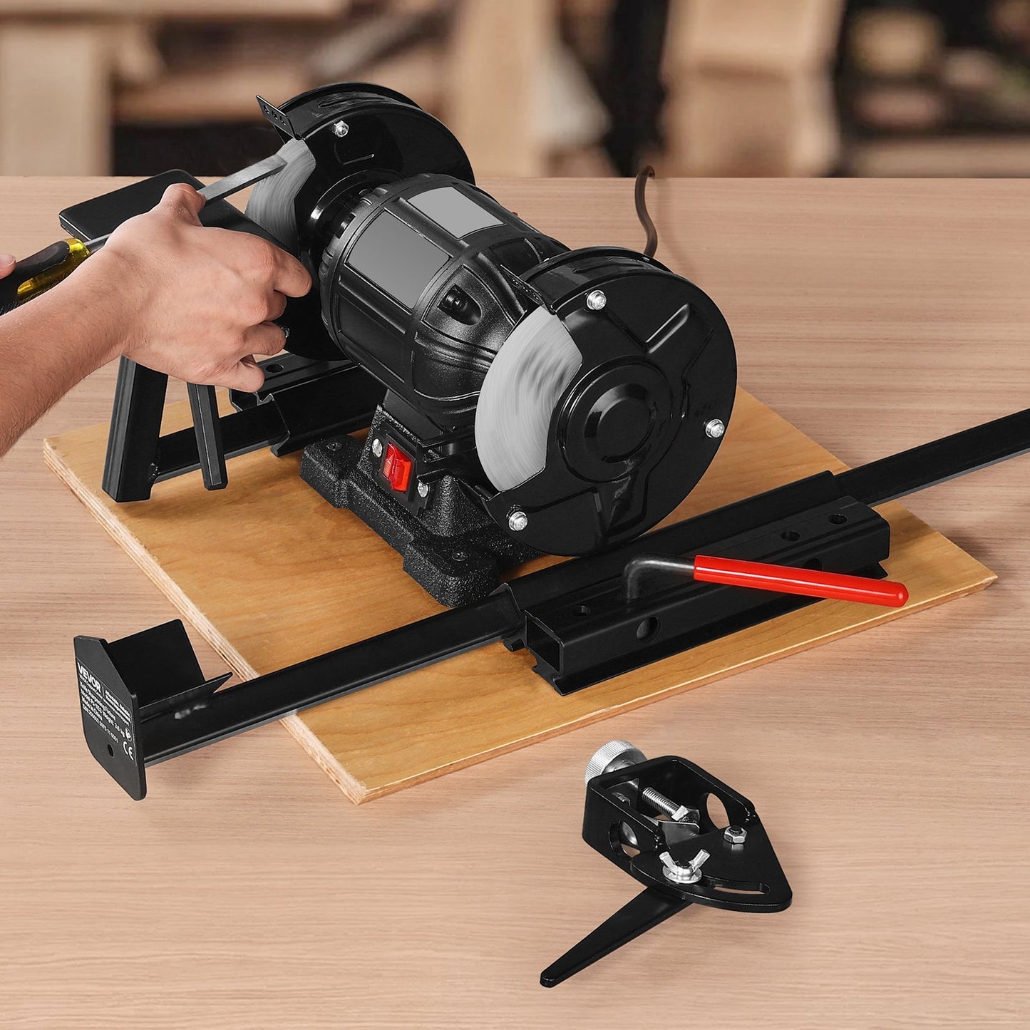 Multi-Grind Sharpening System, Vari-Grind Pro Sharpening Jig Kit for 6" & 8" Bench Grinders – with Platform, Long Support Arm & Fingernail Gouge Jig, for Chisels, Woodturning, Plane Irons