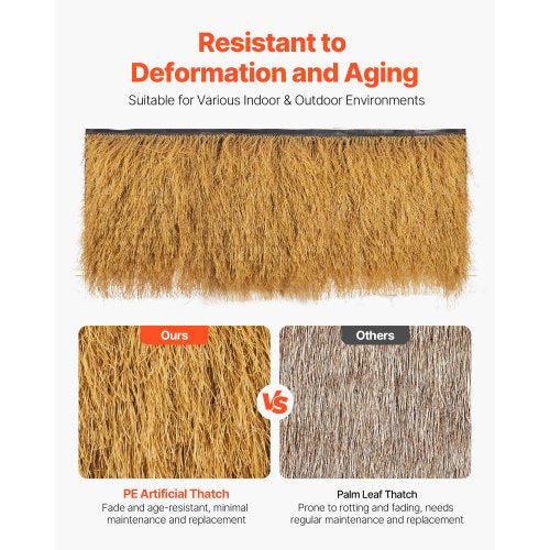 Strohgras-Dachrolle 1,6 x 19,7 ft. Tiki-Hütte, Barrock, Dach, Party-Dekor