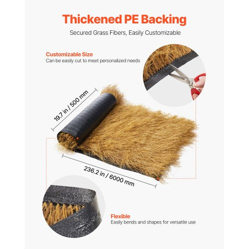 Strohgras-Dachrolle 1,6 x 19,7 ft. Tiki-Hütte, Barrock, Dach, Party-Dekor