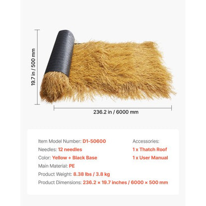 Strohgras-Dachrolle 1,6 x 19,7 ft. Tiki-Hütte, Barrock, Dach, Party-Dekor