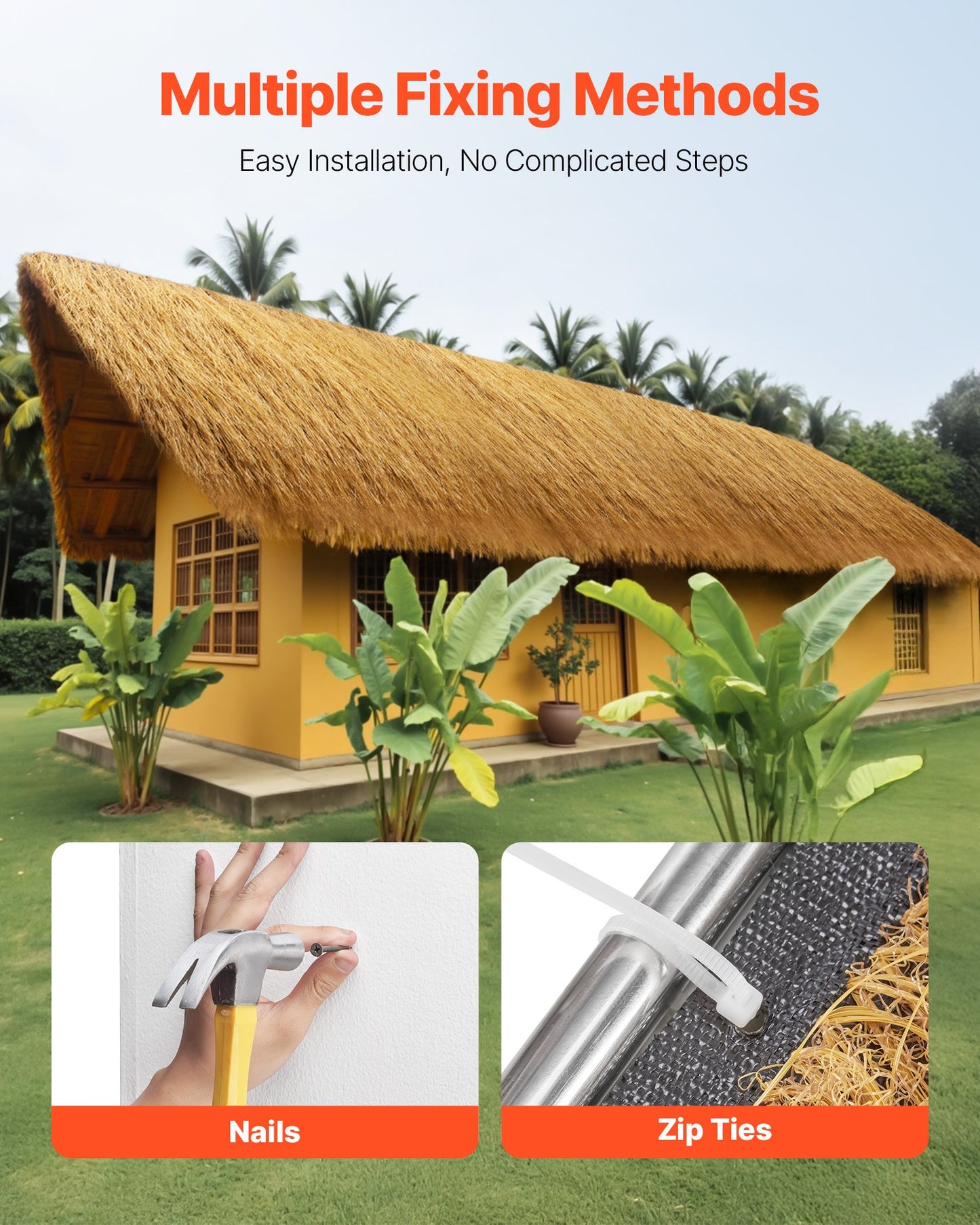 Artificial Thatch Grass Roof, 1.6 x 19.7 ft Tiki Bar Hut Thatch Roofing Roll, Waterproof & Fire-Resistant, Palapa Tiki Roof Mat for Patio Pool Beach Tropical Hawaiian Party Décor