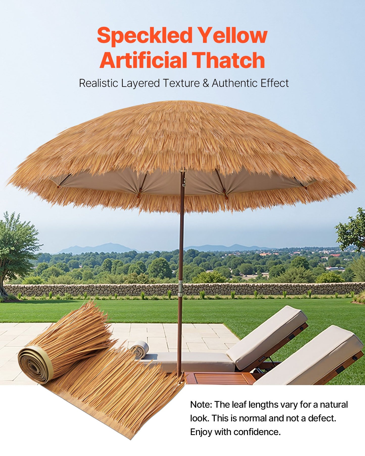 Artificial Thatch Grass Roof, 1.3 x3.2 ft Mexican Style Tiki Bar Hut Skirt Thatch Roofing Roll, Waterproof & Fire-Resistant, Palapa Duck Blind Grass for Patio Pool Beach Hawaiian Party Décor