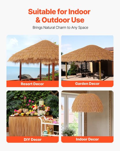 Artificial Thatch Grass Roof, 1.3 x3.2 ft Mexican Style Tiki Bar Hut Skirt Thatch Roofing Roll, Waterproof & Fire-Resistant, Palapa Duck Blind Grass for Patio Pool Beach Hawaiian Party Décor