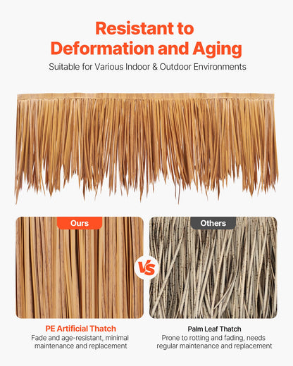 Artificial Thatch Grass Roof, 1.3 x 16.4 ft Mexican Style Tiki Bar Hut Skirt Thatch Roofing Roll, Waterproof & Fire-Resistant, Palapa Duck Blind Grass for Patio Pool Beach Hawaiian Party Décor