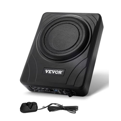 8" 300W Underseat Car Subwoofer, Slim Powered Car Subwoofers Under the Seat, Low Profile Audio Sub Built-in Amplifier, High/Low Level Input & Volume Controller for SUVs, Car, Truck, RV