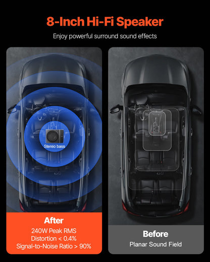 8" 240W under seat car subwoofer Slim powered car/truck subwoofer system