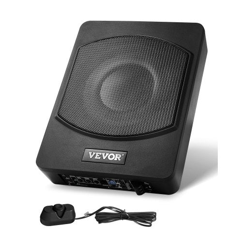 10" 240W Underseat Car Subwoofer, Slim Powered Car Subwoofers Under the Seat, Low Profile Audio Sub Built-in Amplifier, High/Low Level Input & Volume Controller for SUVs, Car, Truck, RV