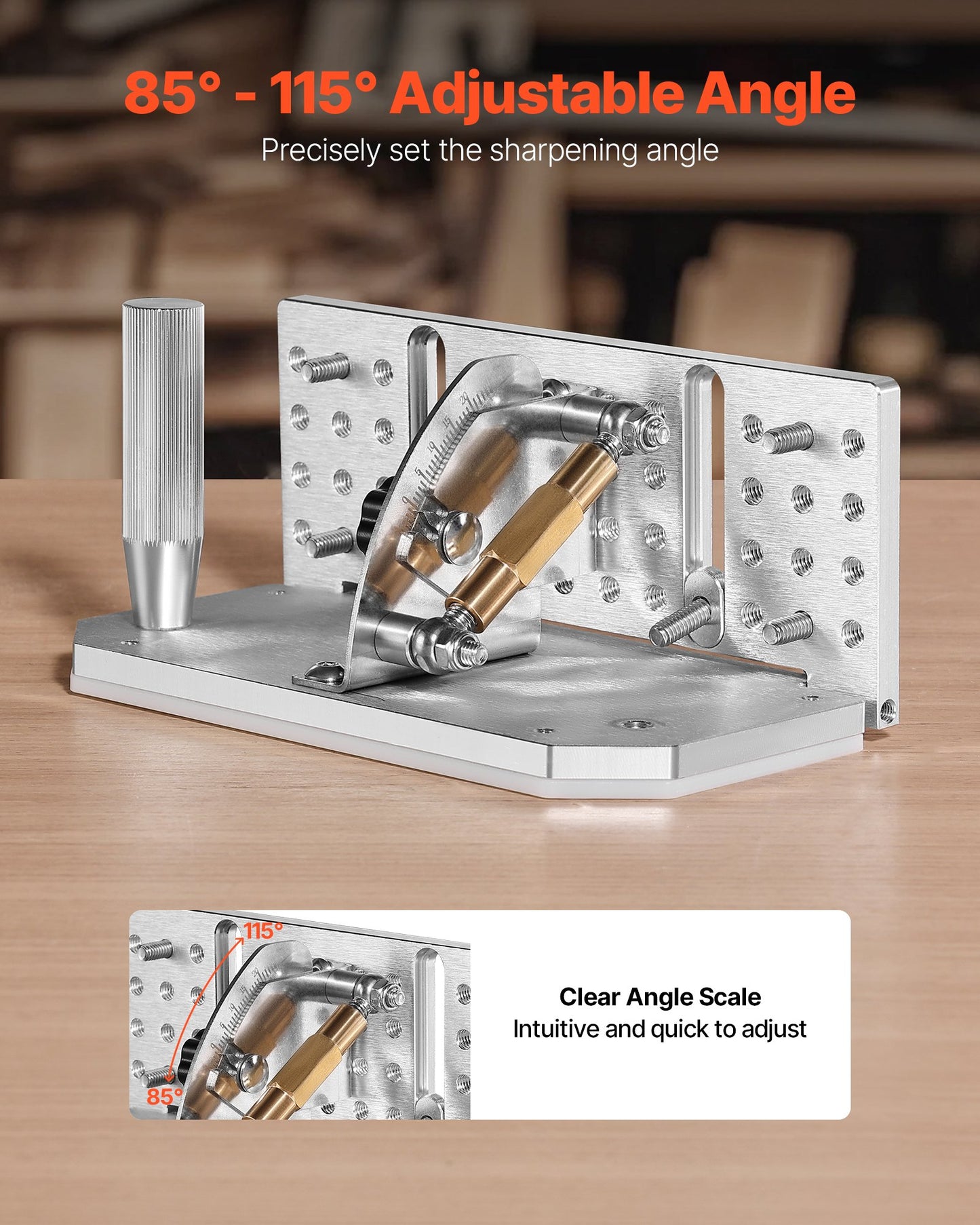 Belt Grinder Knife Jig, 85° - 115° Adjustable Belt Sander Knife Sharpening Jig with Dual Handles, 7.68" Long Sharpener Locator Compatible with Bench Grinders, Sharpening Machines