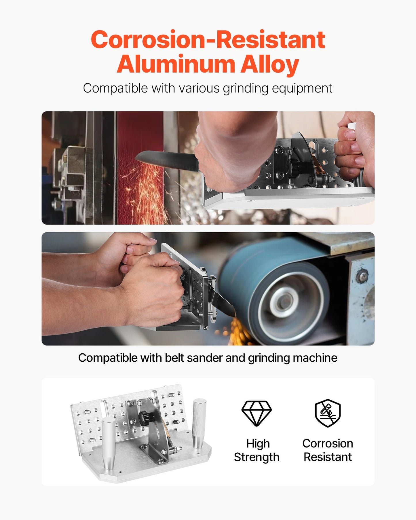 Belt Grinder Knife Jig, 85° - 115° Adjustable Belt Sander Knife Sharpening Jig with Dual Handles, 7.68" Long Sharpener Locator Compatible with Bench Grinders, Sharpening Machines