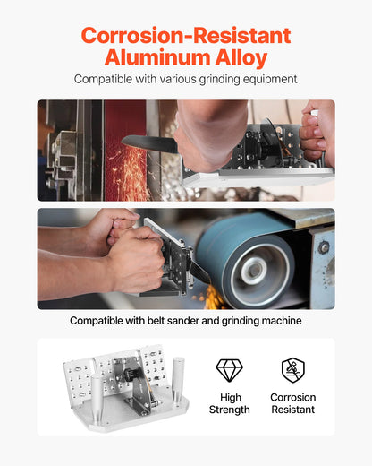 Belt Grinder Knife Jig, 85° - 115° Adjustable Belt Sander Knife Sharpening Jig with Dual Handles, 7.68" Long Sharpener Locator Compatible with Bench Grinders, Sharpening Machines