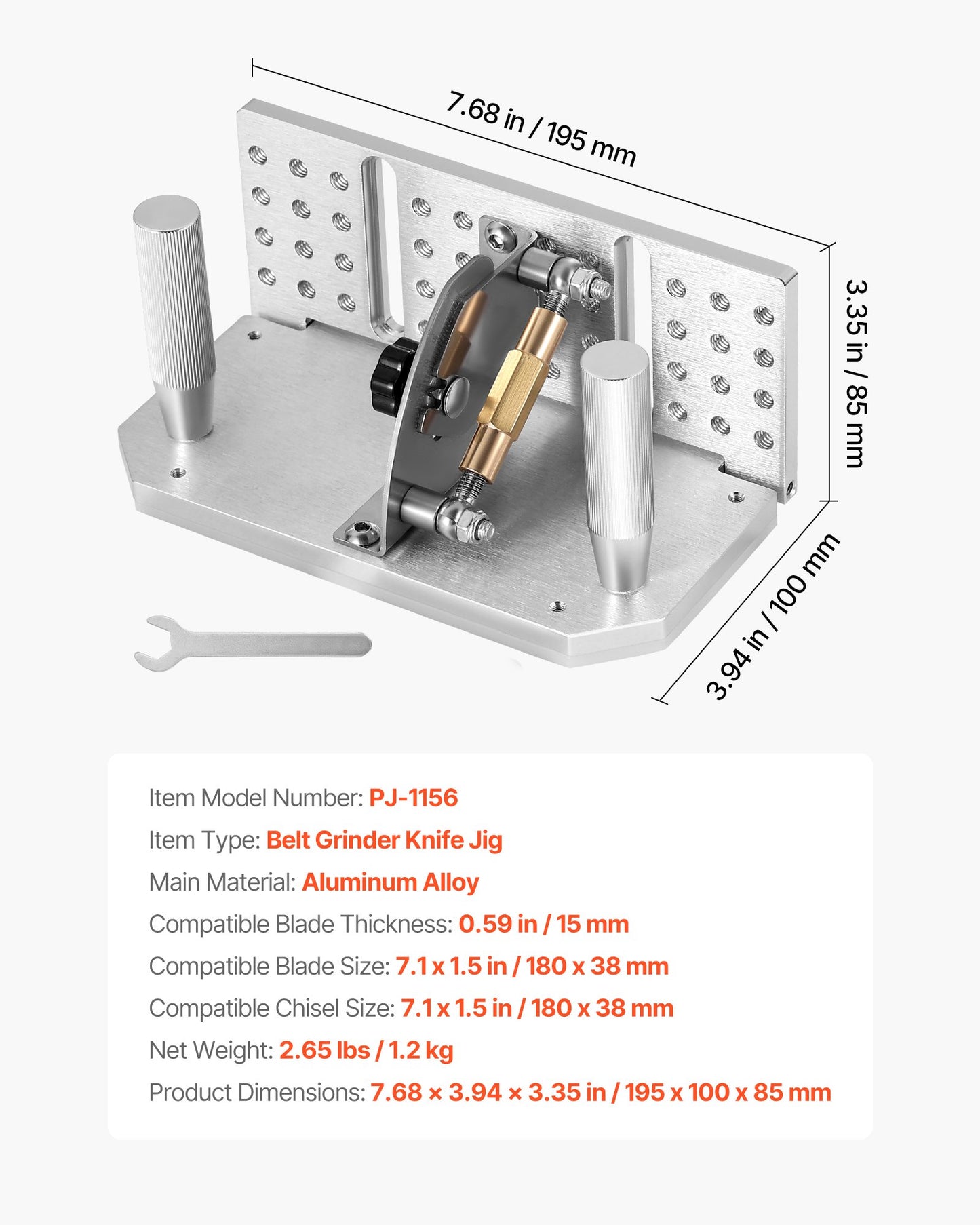 Belt Grinder Knife Jig, 85° - 115° Adjustable Belt Sander Knife Sharpening Jig with Dual Handles, 7.68" Long Sharpener Locator Compatible with Bench Grinders, Sharpening Machines