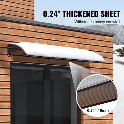 Window Door Awning Canopy, 120" x 40" Door Canopy Exterior, UF50+ PC Sunshade Sheet Awnings, Outdoor Patio Awning Sun Shade, Transparent, Waterproof, for Sun Shutter, UV, Rain, Snow Protection