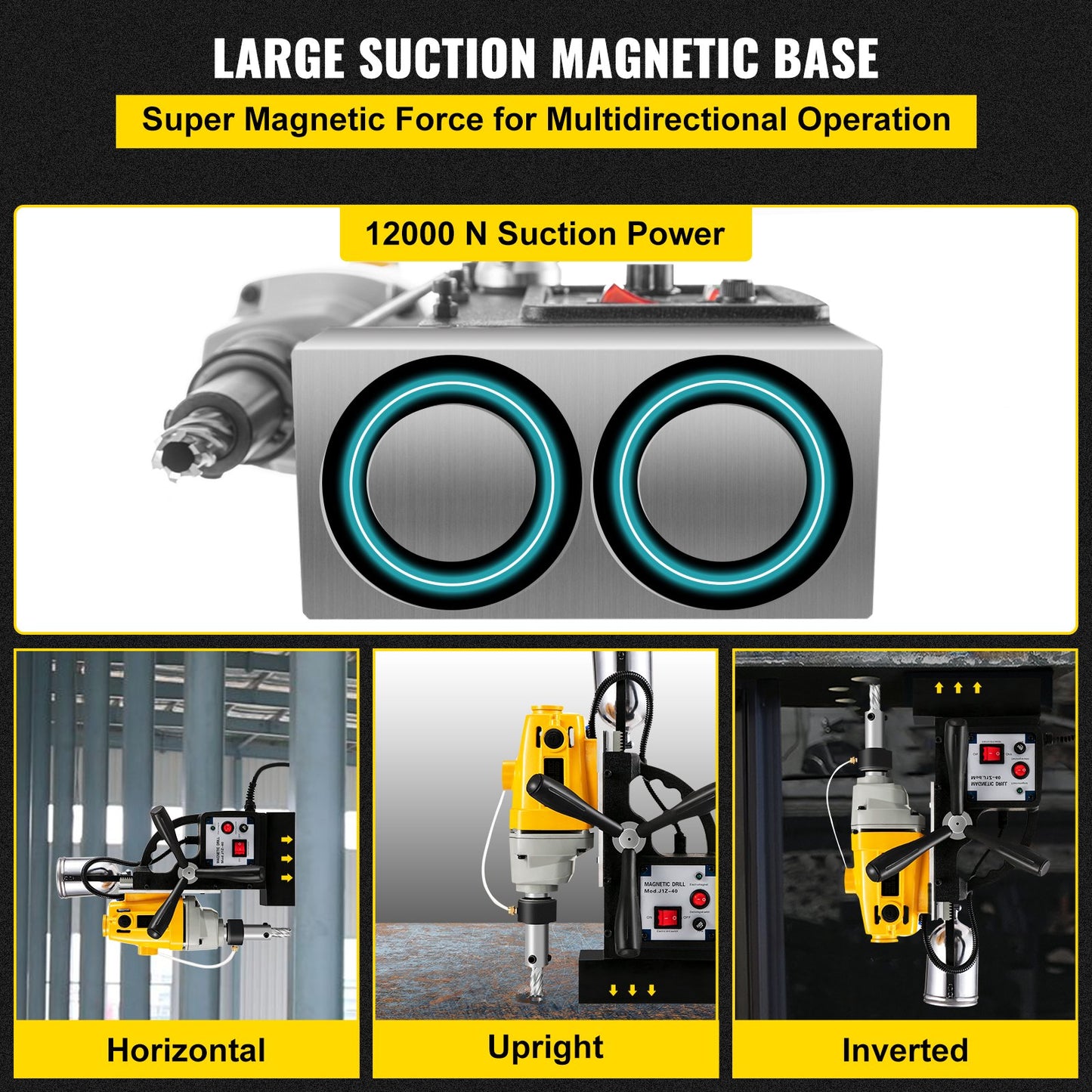 MD40 1-1/2 Zoll elektrische Magnetbohrmaschine mit 11-teiligem HSS-Fräsersatz, präziser Ringfräsersatz, kompakte, umschaltbare Evolution-1100-W-Magnetleistung