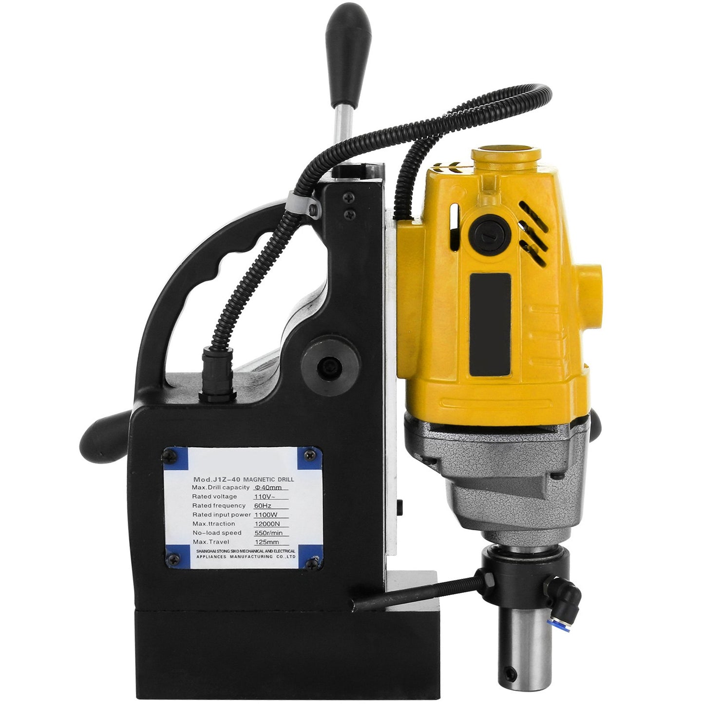 MD40 1-1/2 Zoll elektrische Magnetbohrmaschine mit 11-teiligem HSS-Fräsersatz, präziser Ringfräsersatz, kompakte, umschaltbare Evolution-1100-W-Magnetleistung