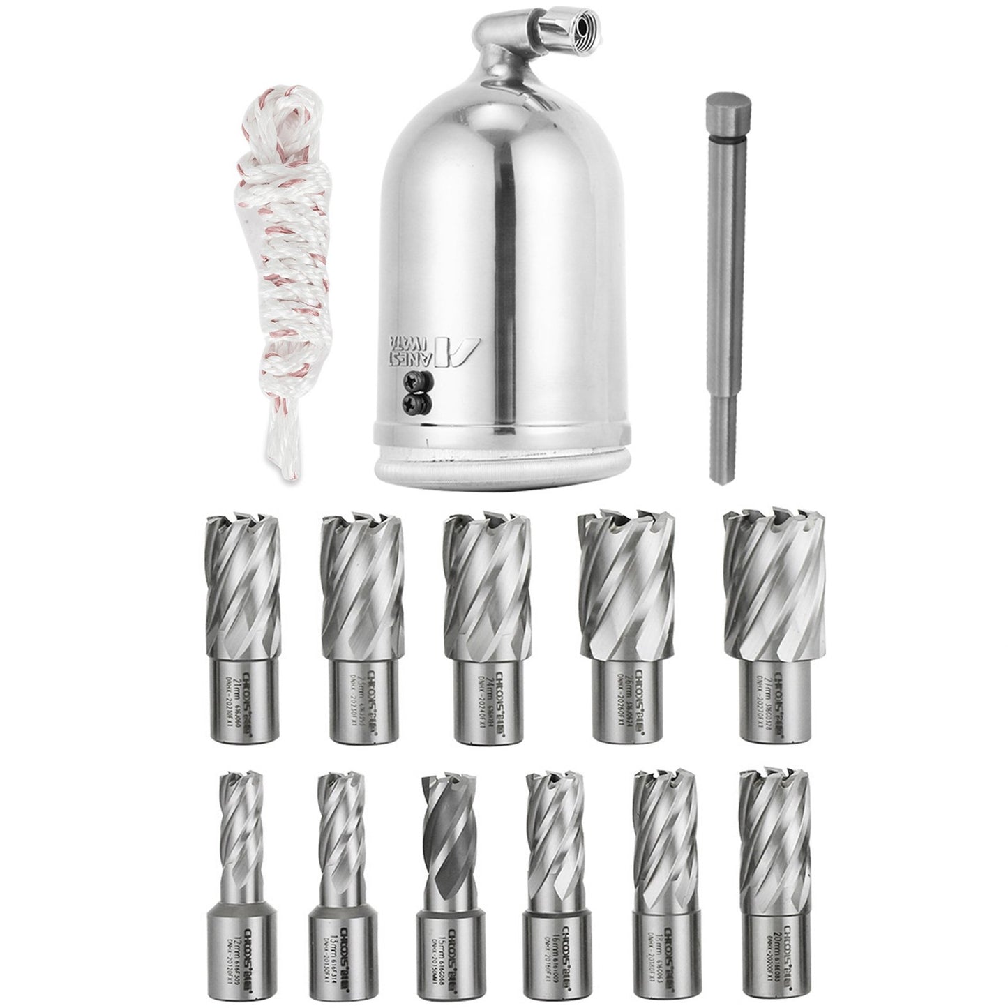 MD40 1-1/2 Zoll elektrische Magnetbohrmaschine mit 11-teiligem HSS-Fräsersatz, präziser Ringfräsersatz, kompakte, umschaltbare Evolution-1100-W-Magnetleistung