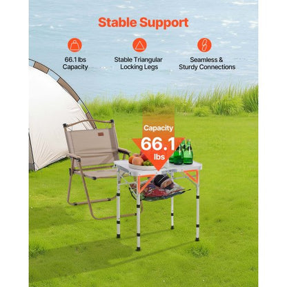 60cm Hopfällbart Bärbart Campingbord Aluminium Picknickbord Inomhus Utomhus |  EU