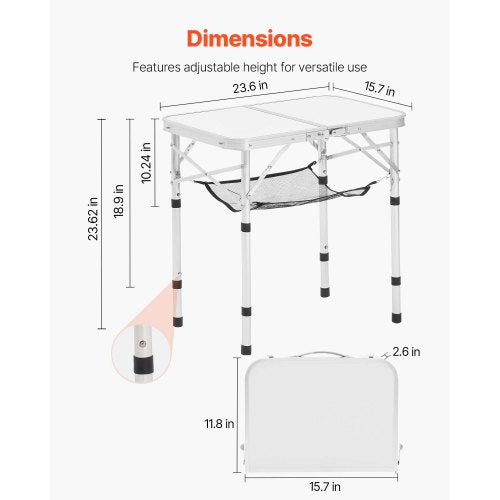 60cm Hopfällbart Bärbart Campingbord Aluminium Picknickbord Inomhus Utomhus |  EU