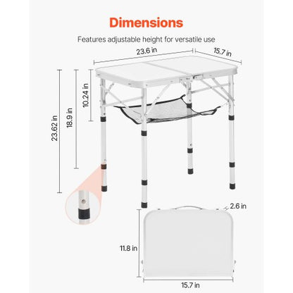 60cm Hopfällbart Bärbart Campingbord Aluminium Picknickbord Inomhus Utomhus |  EU