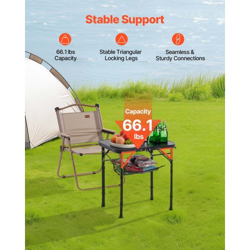 60cm Hopfällbart Bärbart Campingbord Aluminium Picknickbord Inomhus Utomhus |  EU