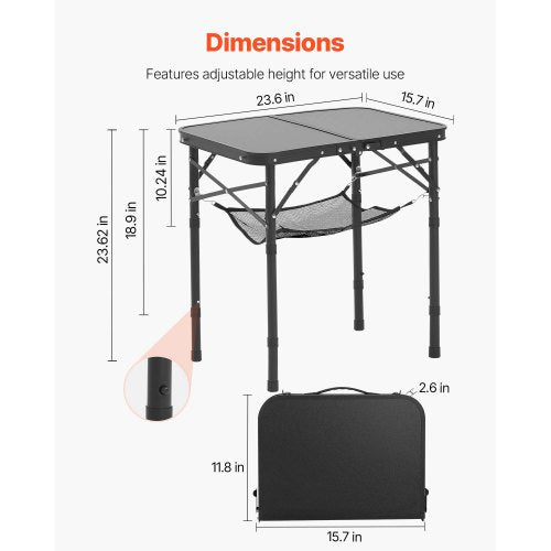 60cm Hopfällbart Bärbart Campingbord Aluminium Picknickbord Inomhus Utomhus |  EU