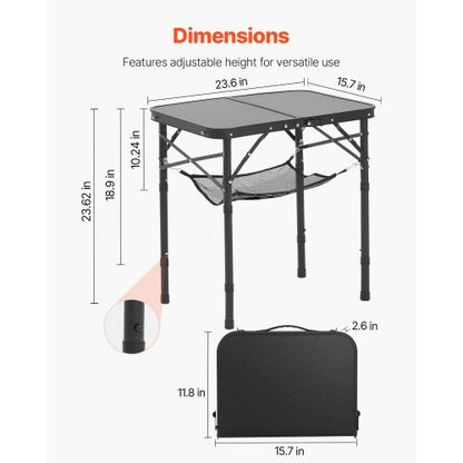 60cm Hopfällbart Bärbart Campingbord Aluminium Picknickbord Inomhus Utomhus |  EU