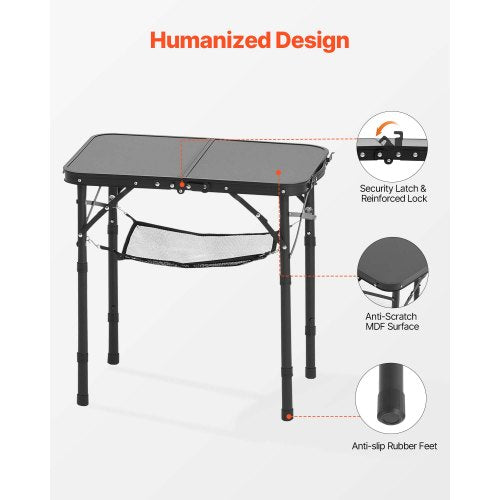 60cm Hopfällbart Bärbart Campingbord Aluminium Picknickbord Inomhus Utomhus |  EU