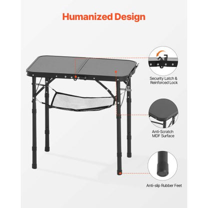 60cm Hopfällbart Bärbart Campingbord Aluminium Picknickbord Inomhus Utomhus |  EU