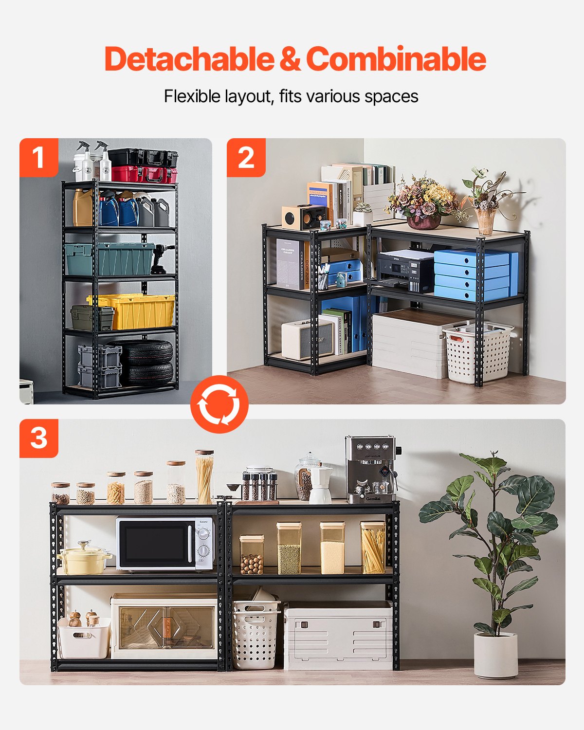 Storage Shelves 16" D x 32" W x 62.8" H 5-Tier Garage Storage Shelves