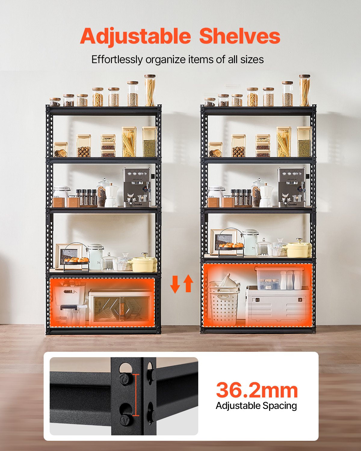 Storage Shelves 16" D x 36" W x 71.4" H 5-Tier Garage Storage Shelves