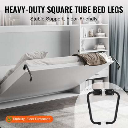 Murphy Bed Kit, Twin Size, Deluxe DIY Wall Bed Mechanical Hardware Kit, Pneumatic Lever Heavy Duty Bed Frame Support, Folding Cabinet Wall Bed Space Saving Design for Guestroom, Easy to Build