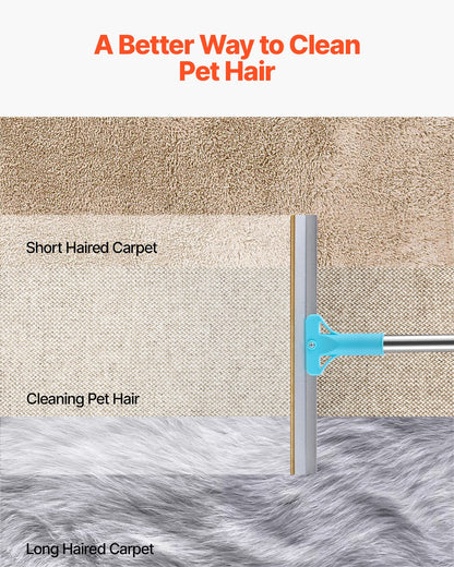 Pet Hair Carpet Rake, 35.83-55.51 in Adjustable Long Handle Pet Hair Removal Broom, Reusable Advanced Lint Remover Scraper Dog Cat Fur Cleaning, for Carpet Rugs Mats Couch Furniture Cat Tree