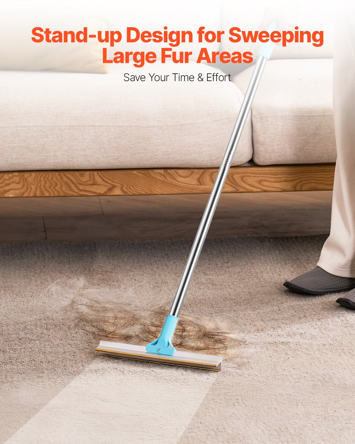 Pet Hair Carpet Rake, 35.83-55.51 in Adjustable Long Handle Pet Hair Removal Broom, Reusable Advanced Lint Remover Scraper Dog Cat Fur Cleaning, for Carpet Rugs Mats Couch Furniture Cat Tree
