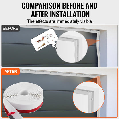 Dichtungsstreifen für Garagentor oben und an den Seiten, 34 Fuß, universeller Wetterschutz