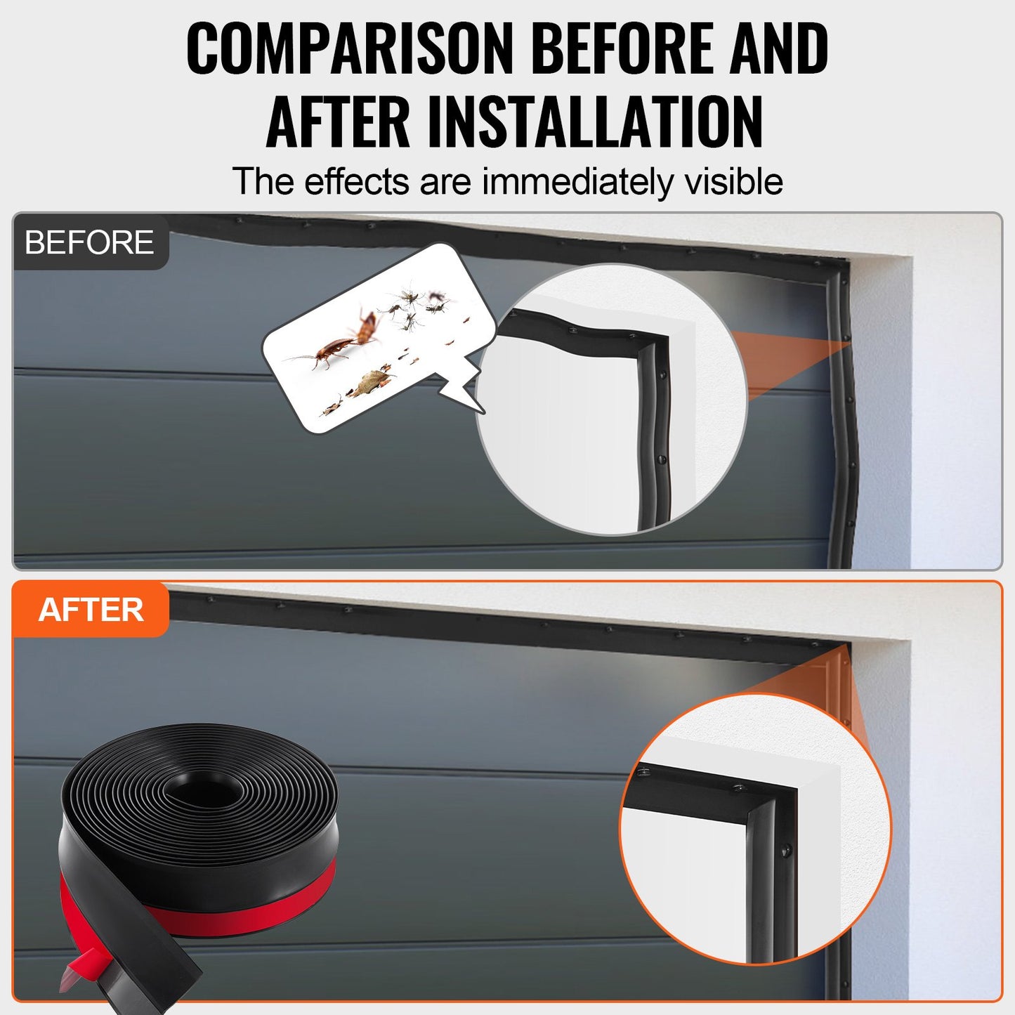 Dichtungsstreifen für Garagentore oben und an den Seiten, 20 Fuß, universeller Dichtungsstreifen