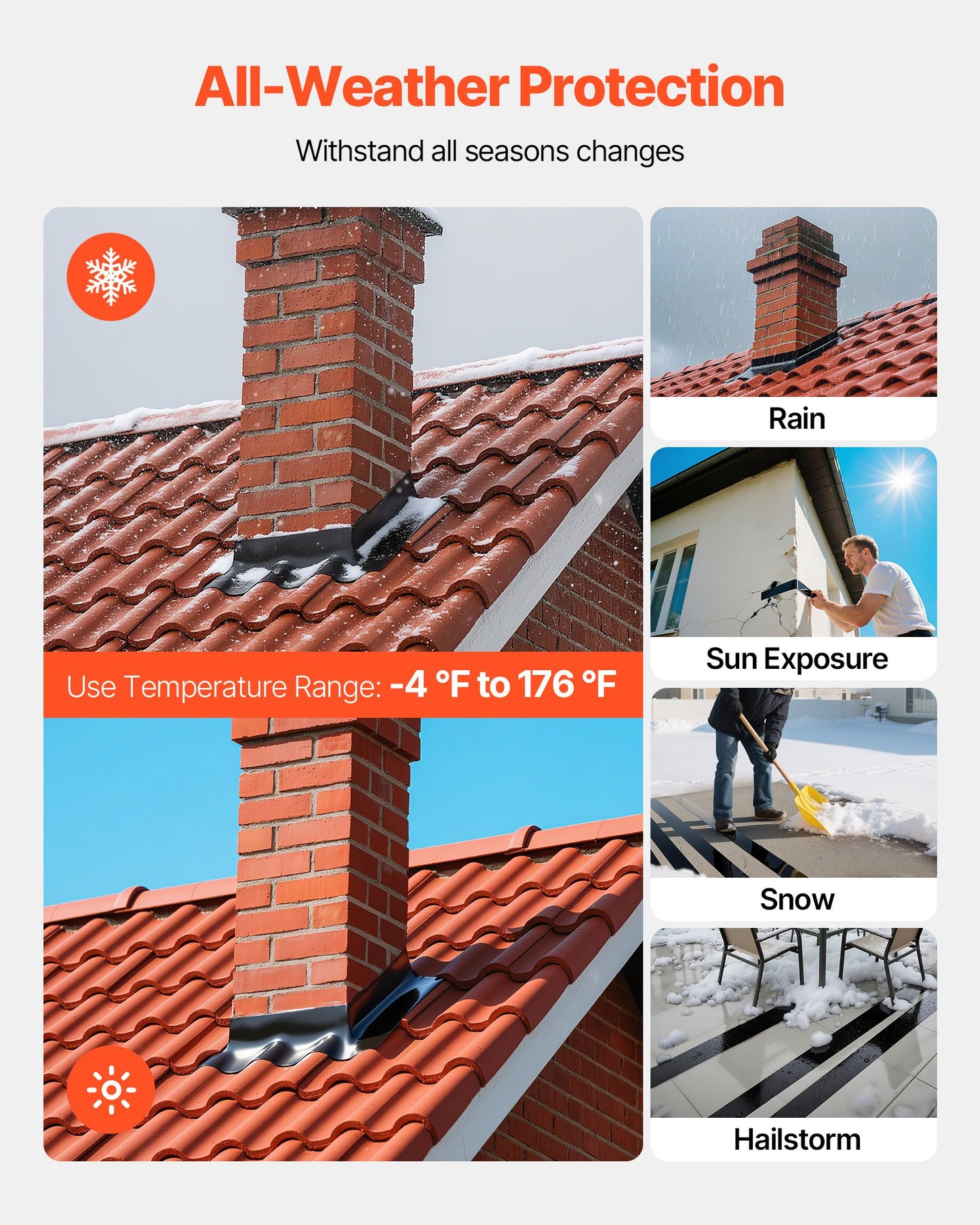 Waterproof Patch and Seal Tape, 4 inch x 10 ft, Pack of 2, Weather-Resistant Waterproof Tape for Leaks and Repairs, Peel and Stick Easy Indoor and Outdoor Use for Roof, Wall, and Pipe, Black