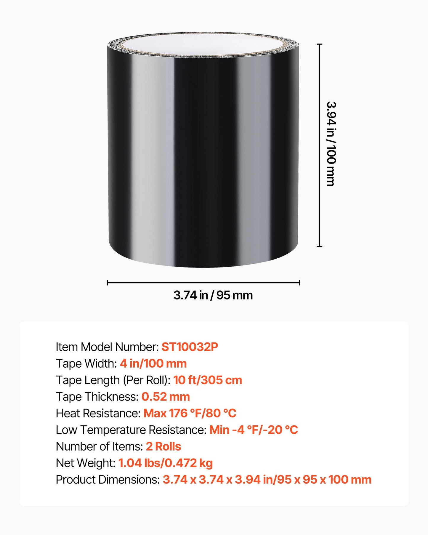 Waterproof Patch and Seal Tape, 4 inch x 10 ft, Pack of 2, Weather-Resistant Waterproof Tape for Leaks and Repairs, Peel and Stick Easy Indoor and Outdoor Use for Roof, Wall, and Pipe, Black