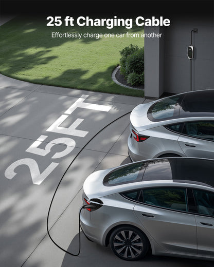 Level 1/2 Tesla Charger, 16 Amp, Portable Electric Car EV Charger with 25 ft Charging Cable, 120V-240V, NEMA 6-20P Plug NEMA 5-15 Adapter, LED Indicator, NACS Connector for Tesla Model Y/X/3/S