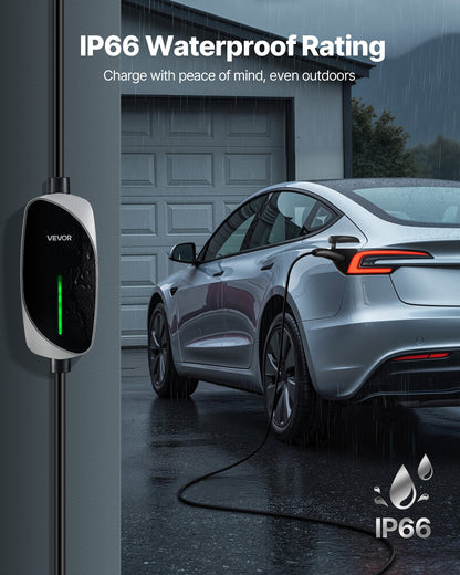 Level 1/2 Tesla Charger, 16 Amp, Portable Electric Car EV Charger with 25 ft Charging Cable, 120V-240V, NEMA 6-20P Plug NEMA 5-15 Adapter, LED Indicator, NACS Connector for Tesla Model Y/X/3/S