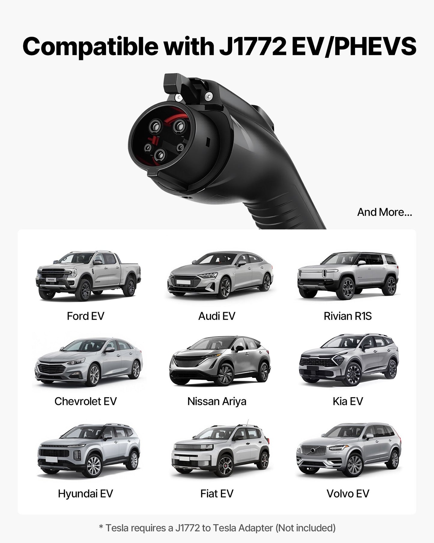 Level 2 EV Charger, 32 Amp Adjustable Current, 240V Electric Vehicle Portable Charger with 25 ft Charging Cable, NEMA 14-50P Plug, LCD Display, Plug-in Home Car Charging Station for SAE J1772 EV